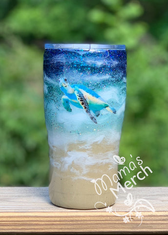 Seas the Day and Turtle Glitter Tumbler